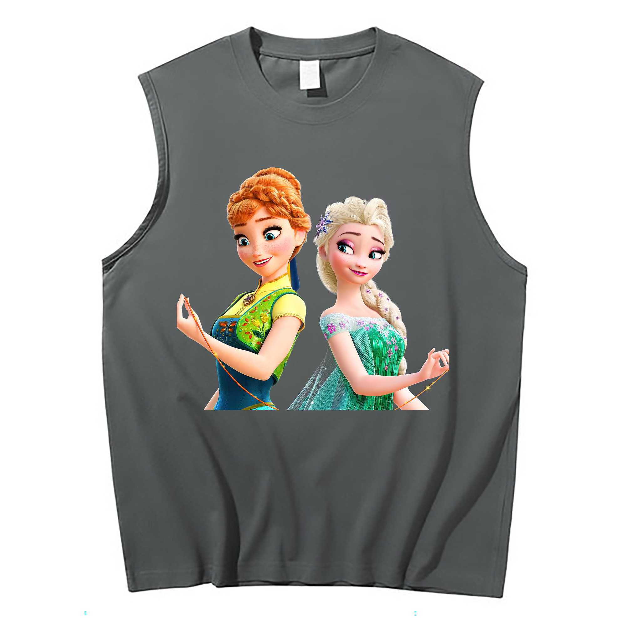 （画像用） アナと雪の女王 アンナ エルサ Frozen Anna Elsa コットン100％タンクトップ（フロントプリント）